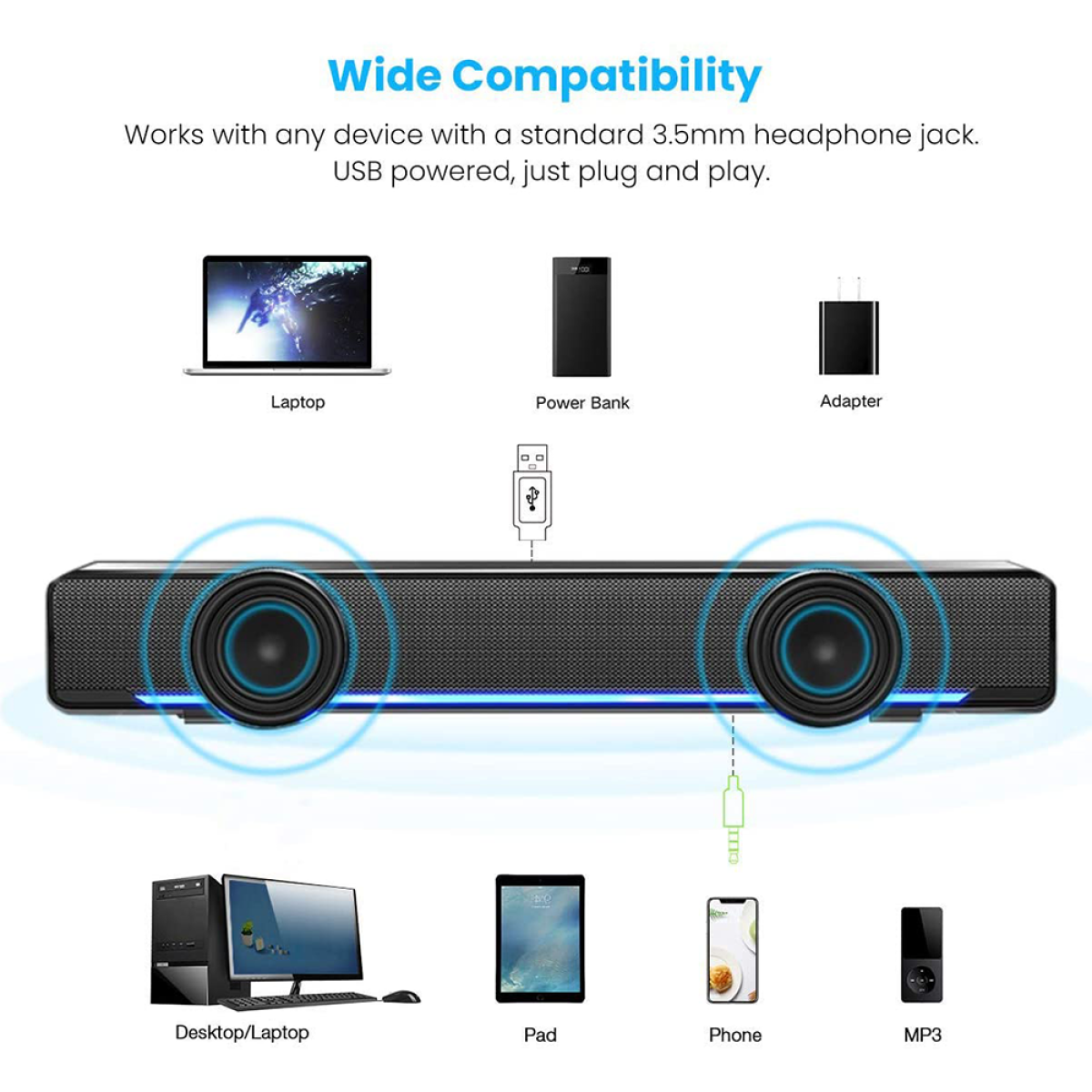 ELKUAIE black mit Bluetooth Lautsprecher, Geräten mehreren Kompatibel