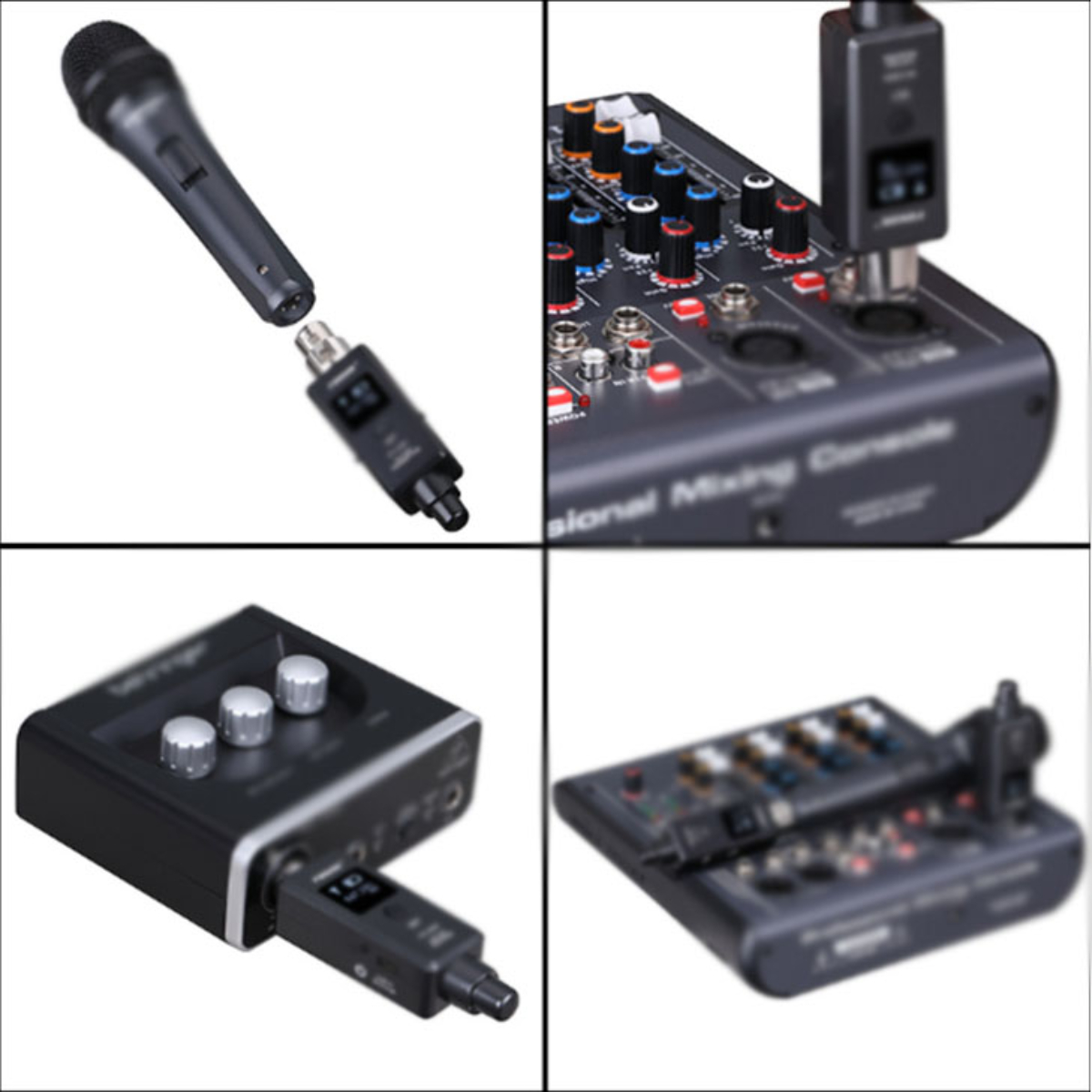 Mikrofonsystem, Grau BYTELIKE Drahtlos-Mikrofonsystem Drahtloses Mikrofonkonverter-Empfänger, Mikrofon-/Leitungsmodus-Umschaltung