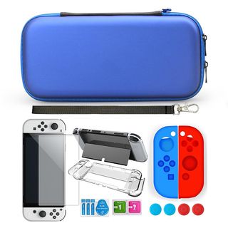 Funda para Nintendo Switch OLED - INF Funda con 9 accesorios para Nintendo Switch OLED, Azul
