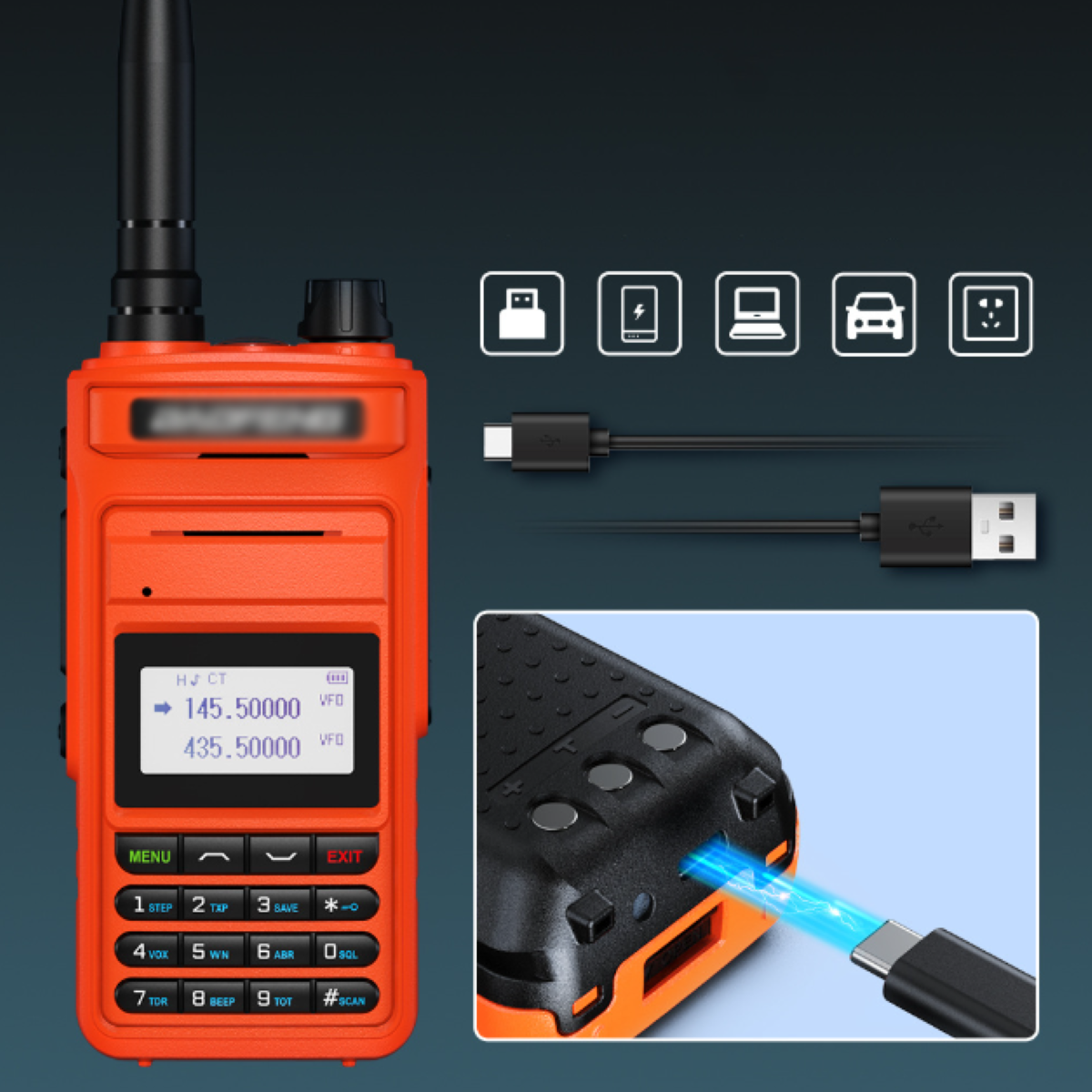 ENBAOXIN Orange Handheld IPX4 - Orange Walkie Power, Dual Standby Mobiler Guard, Talkie Waterproof High Dual Outdoor Privatfunk Life