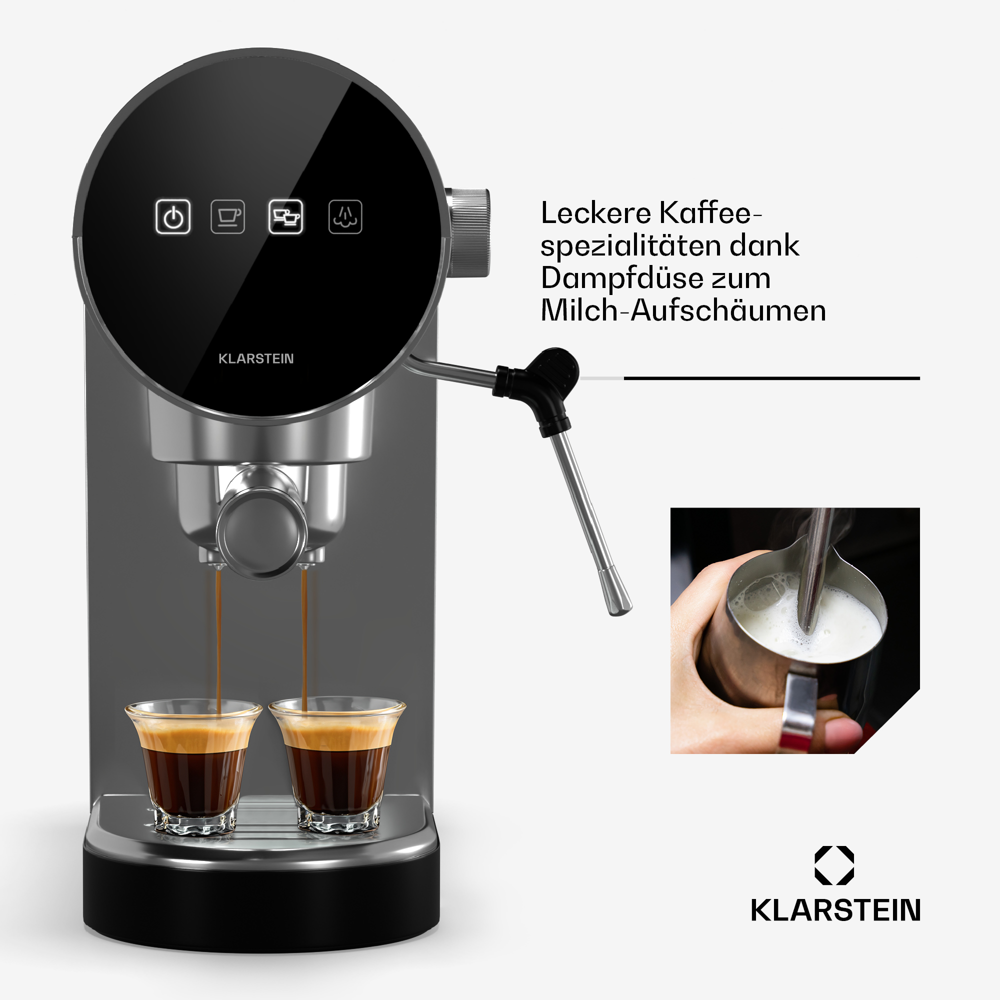 MACCHINA CAFFÈ MANUALE KLARSTEIN Furore, 1360 W, Argento