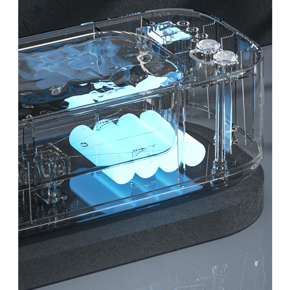 ENBAOXIN Brillenreinigungsmaschine-360° Reinigung, UHF tragbar klein und automatisch, Ultraschallreiniger Blau