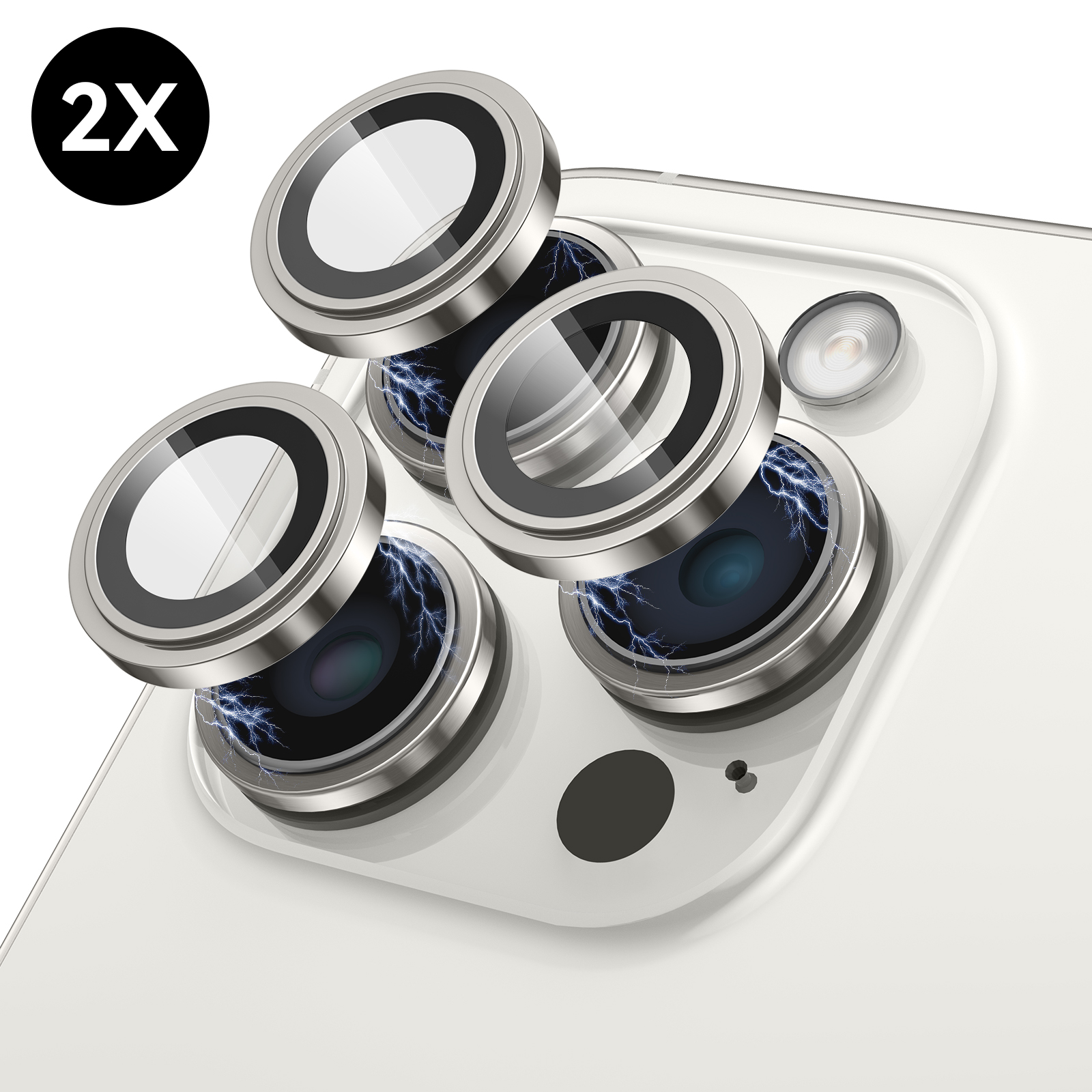 Imluckies Kamera-Schutzfolie Für IPhone 15 Pro / 15 Pro Max – 9H Panzerglas Mit Metallring, HD Klar, Blau