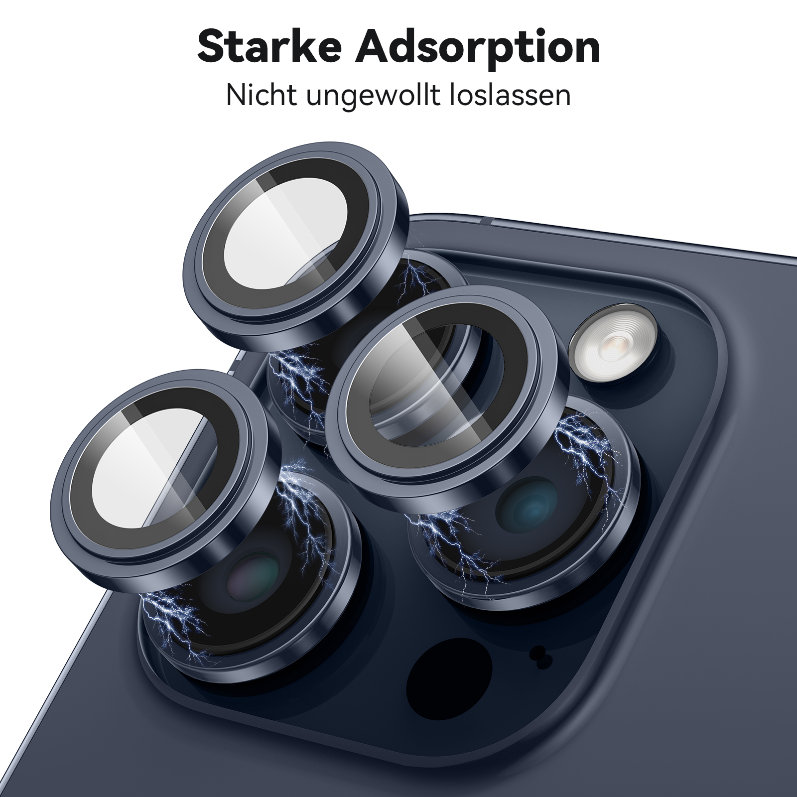 MOBSTORE Kameraobjektivschutz, 15 Pro;iPhone Max) Titan Schutzglas(für iPhone 15 Blau Apple Pro Stück, 2