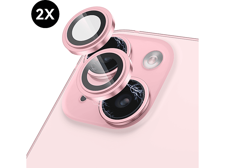 MOBSTORE Kameraobjektivschutz, 2 Stück, Pink Schutzglas(für Apple iPhone 15;iPhone 15 Plus)