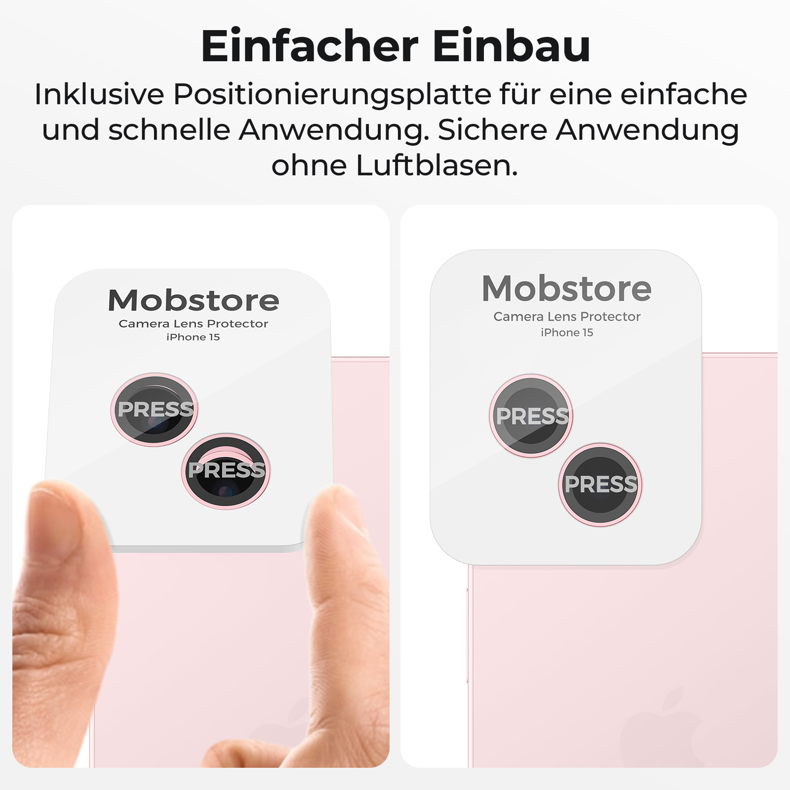 iPhone Stück, Schutzglas(für Apple 15;iPhone 2 15 MOBSTORE Plus) Kameraobjektivschutz, Pink