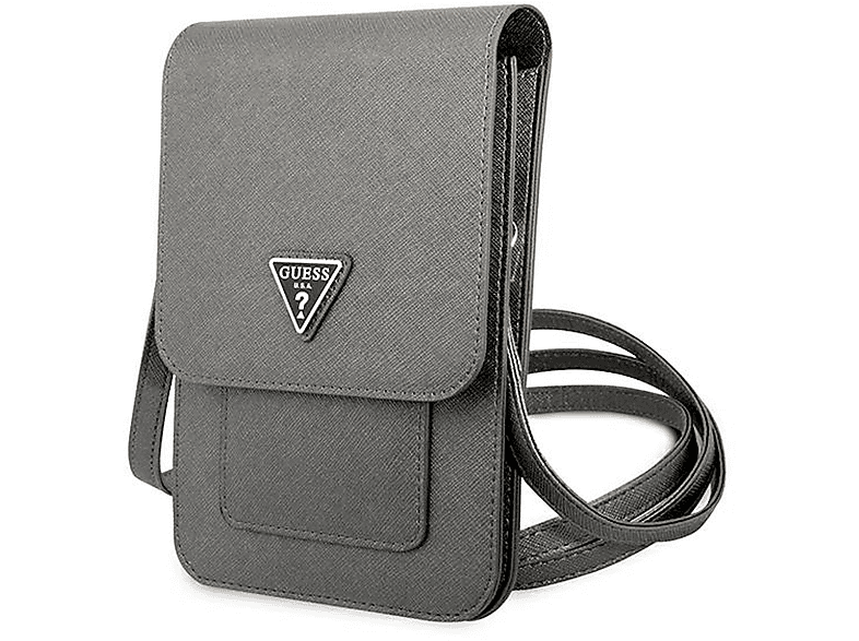 GUESS Saffiano Triangle Umhängetasche, Full Cover, Universell, Universelle Tasche, Grau