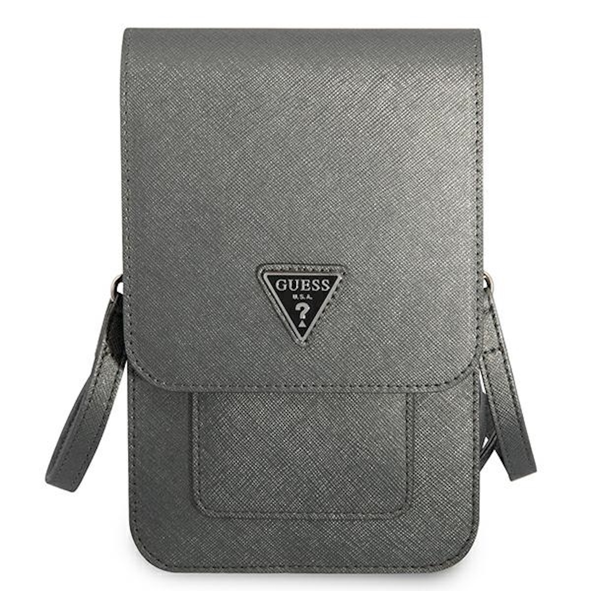 GUESS Saffiano Triangle Umhängetasche, Tasche, Full Grau Universelle Cover, Universell