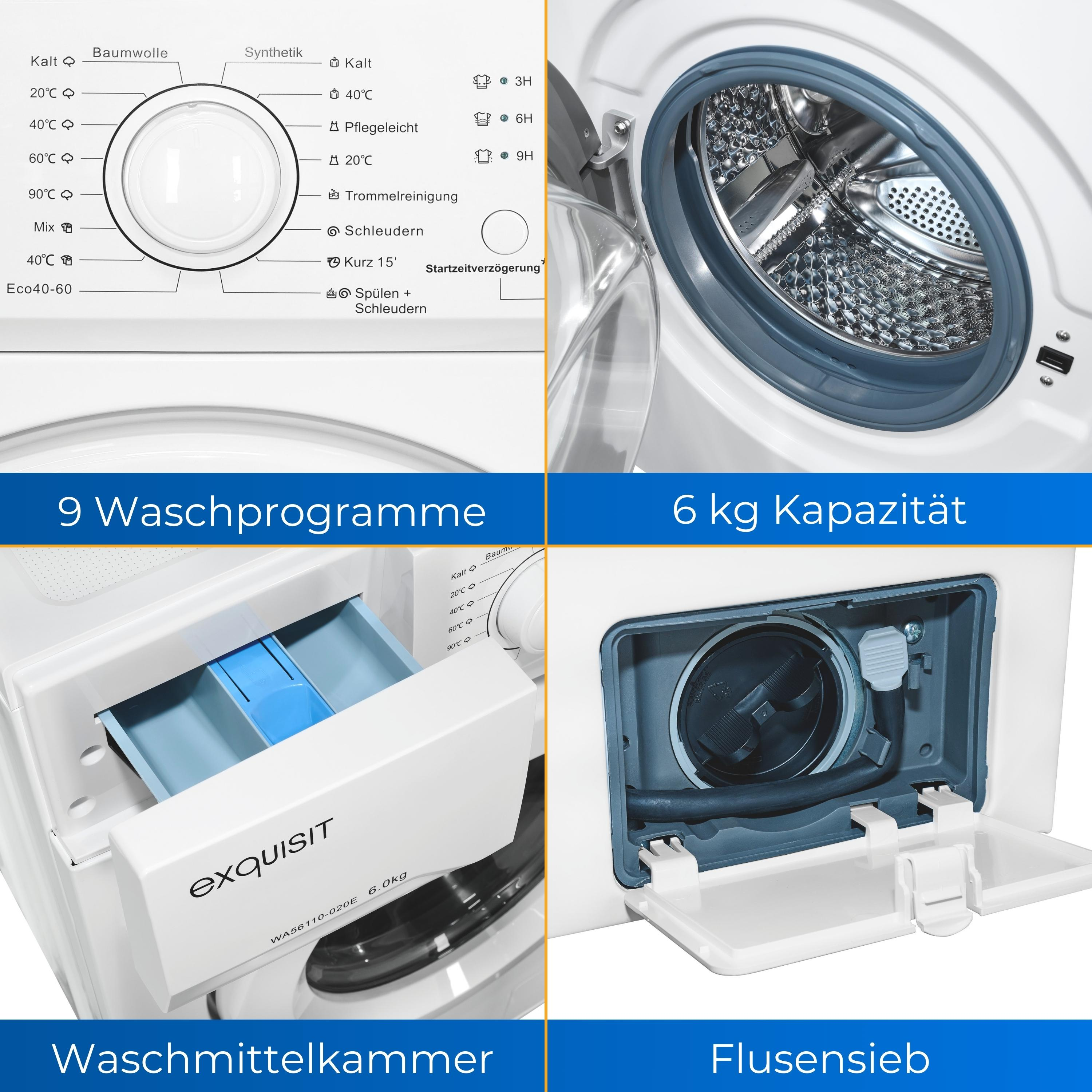 EXQUISIT Waschmaschine WA56110-020E kg, E) (6,0