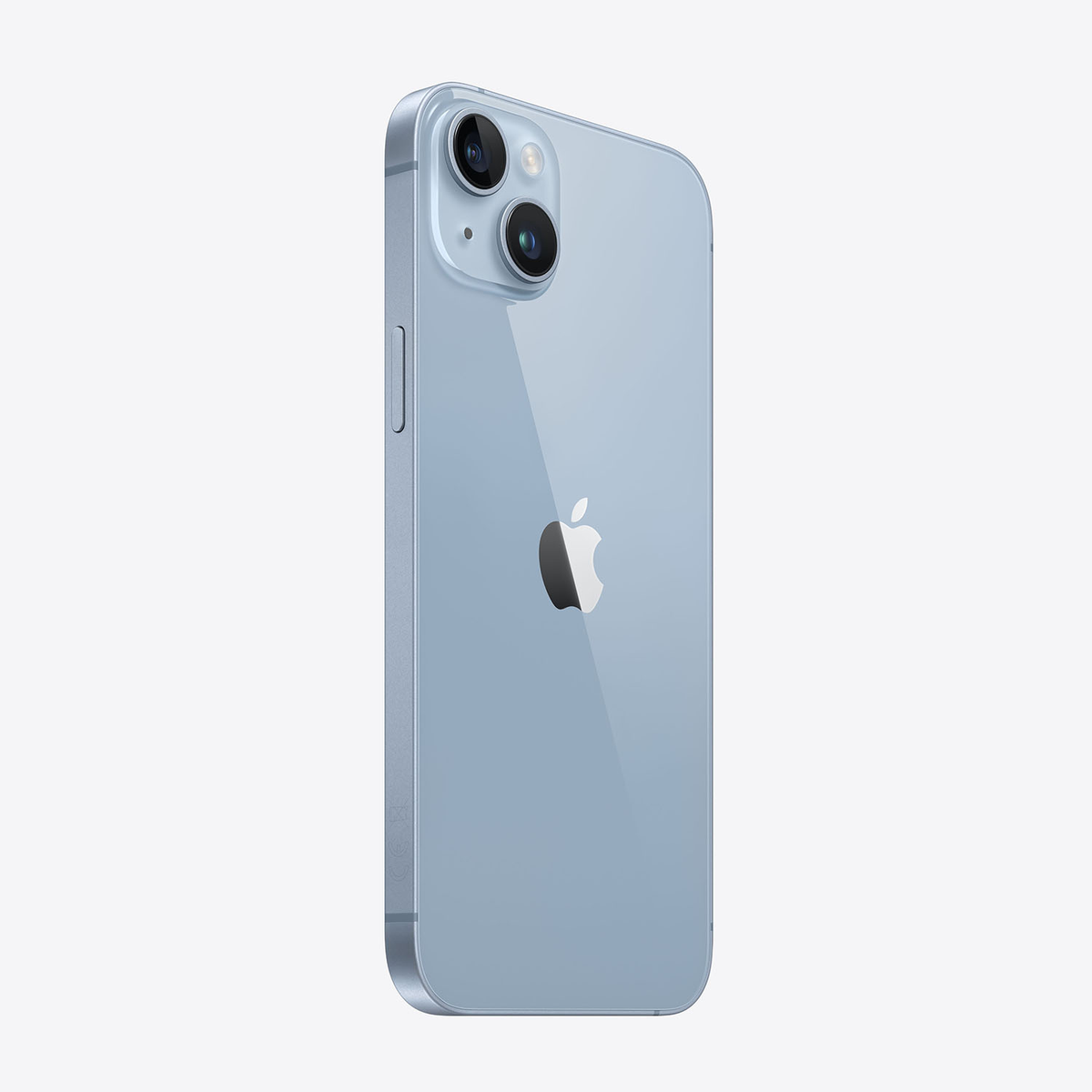 Jasnoniebieski iPhone o eleganckim designie. Logo Apple jest widoczne z tyłu.
