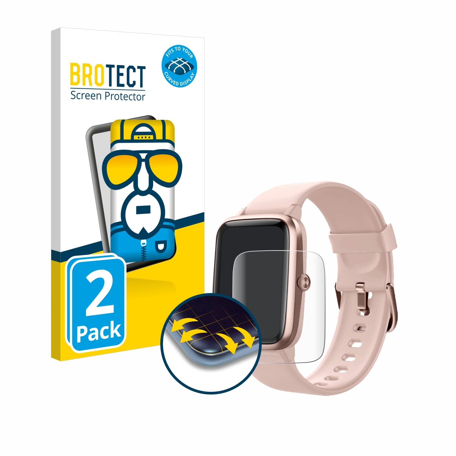 BROTECT 2x Flex Full-Cover Curved Smartwatch Schutzfolie(für Fitpolo 207 3D 1.3\