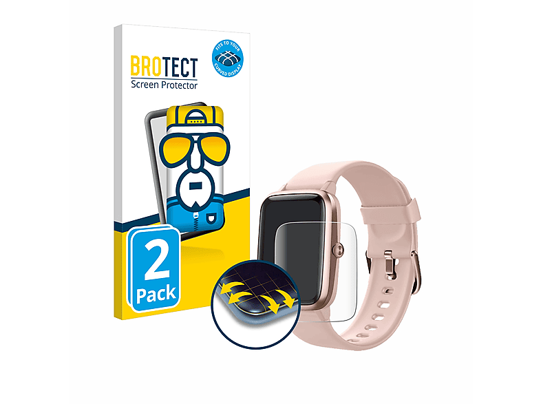 BROTECT 2x Flex Full-Cover 3D Curved Schutzfolie(für Fitpolo Smartwatch 207 1.3\