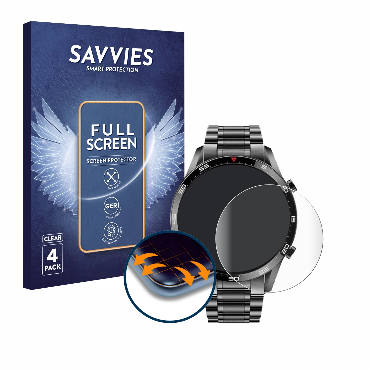 Curved SAVVIES LIGE Schutzfolie(für CC-0290A) 4x Flex Full-Cover 3D