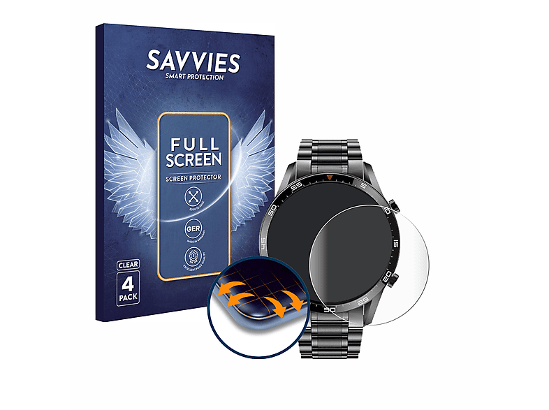 SAVVIES 4x Flex CC-0290A) LIGE 3D Full-Cover Curved Schutzfolie(für