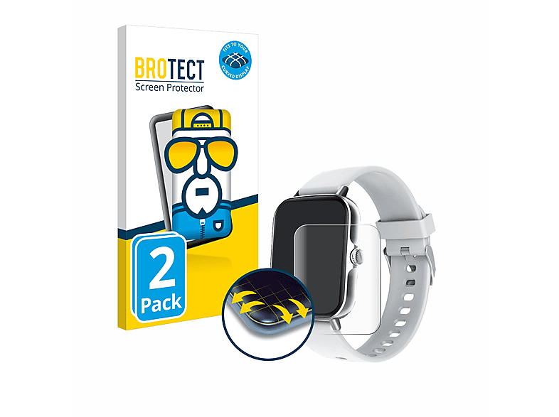 BROTECT 2x Flex Full-Cover 3D Curved Schutzfolie(für Generic F107) | Smartwatch Schutzfolien & Gläser