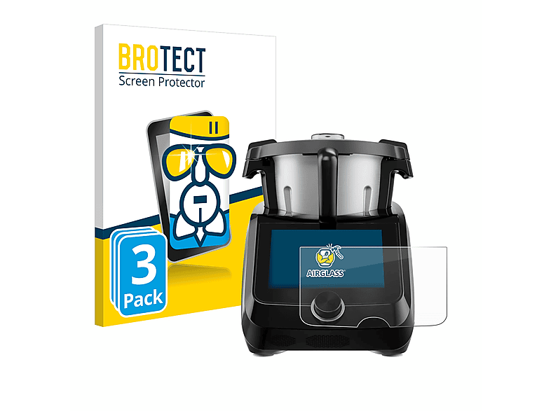 BROTECT 3x Airglass klare Schutzfolie(für SilverCrest Monsieur Cuisine Smart BLACK EDITION)