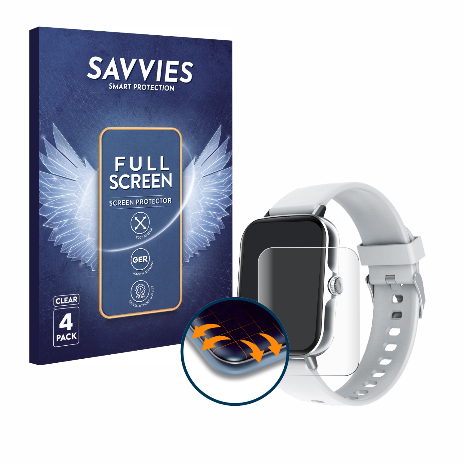 SAVVIES 4x Flex Curved 3D Schutzfolie(für Full-Cover Generic F107)