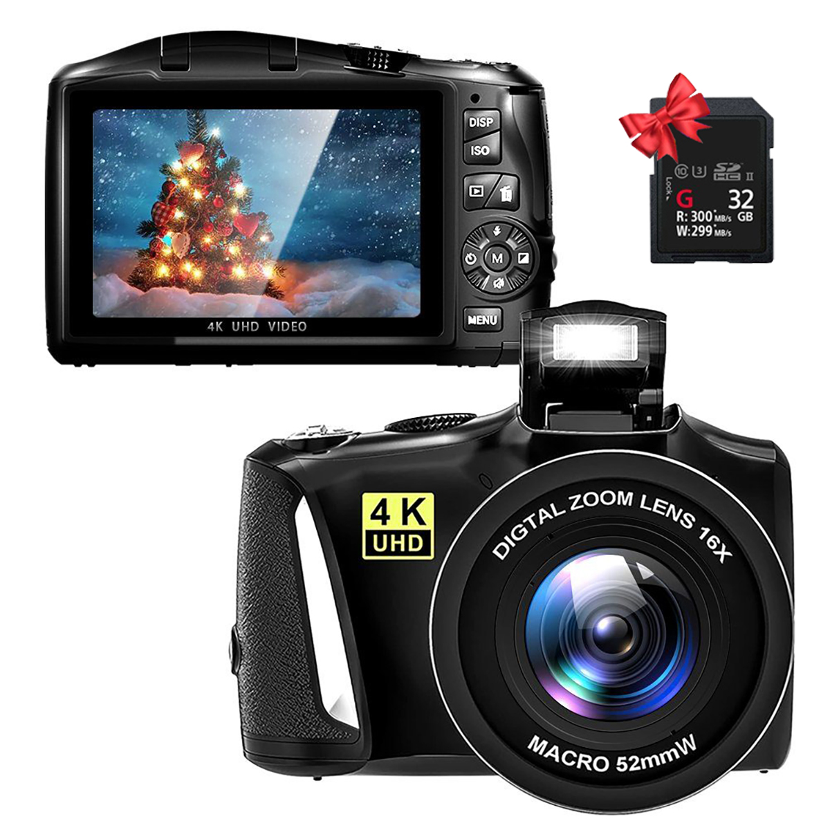 Digitalkamera Schwarz, mit für 3in- 48-Megapixel-Fotoauflösung LINGDA Unterstützung 4K-Videoaufnahmen