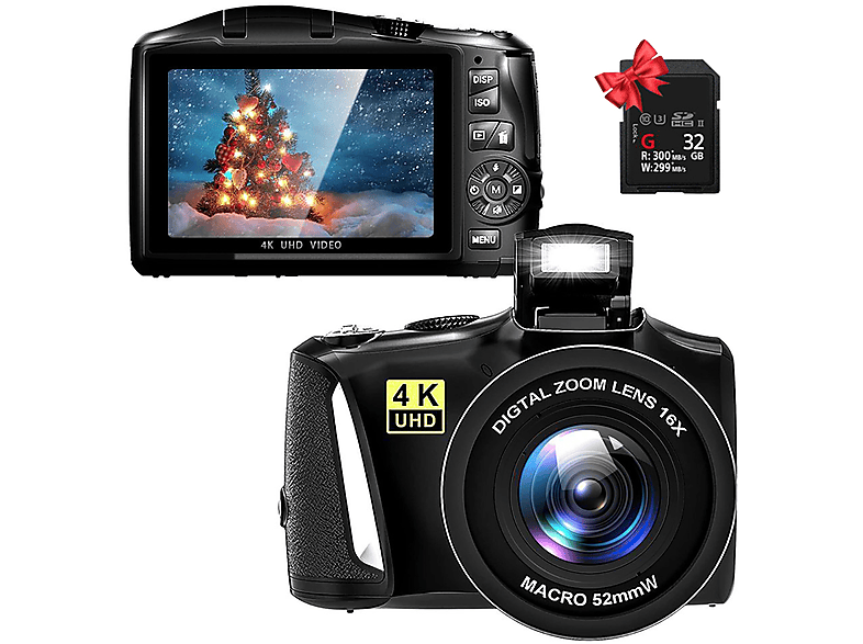  Cámara digital para fotografía de 48 MP FHD con WiFi de 3.0  pulgadas 16X zoom digital videocámara para  con tarjeta SD de 32 GB  y 2 baterías : Electrónica