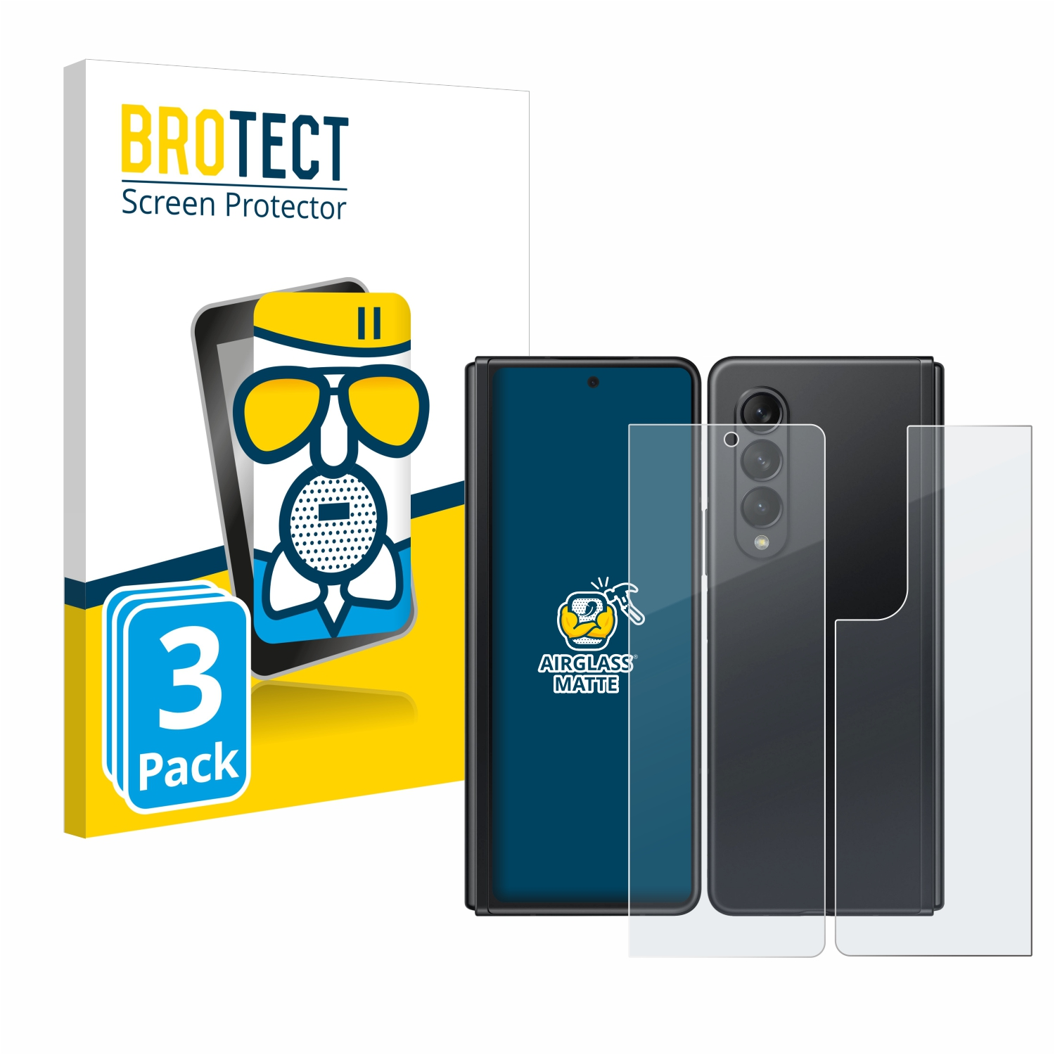 BROTECT 3x Airglass matte Galaxy 3 Z Samsung Fold Schutzfolie(für 5G)