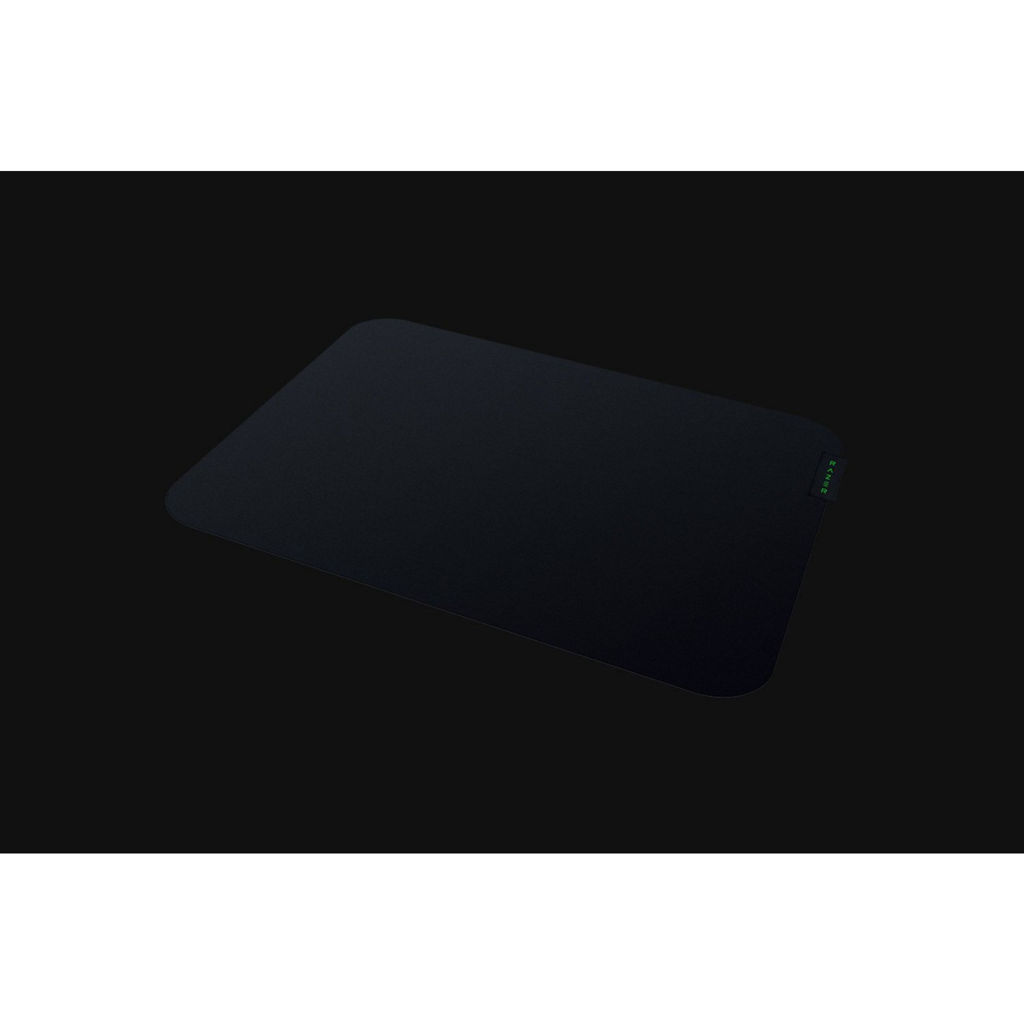 Czarna podkładka pod mysz z logo Razer na czarnym tle, widok z góry.