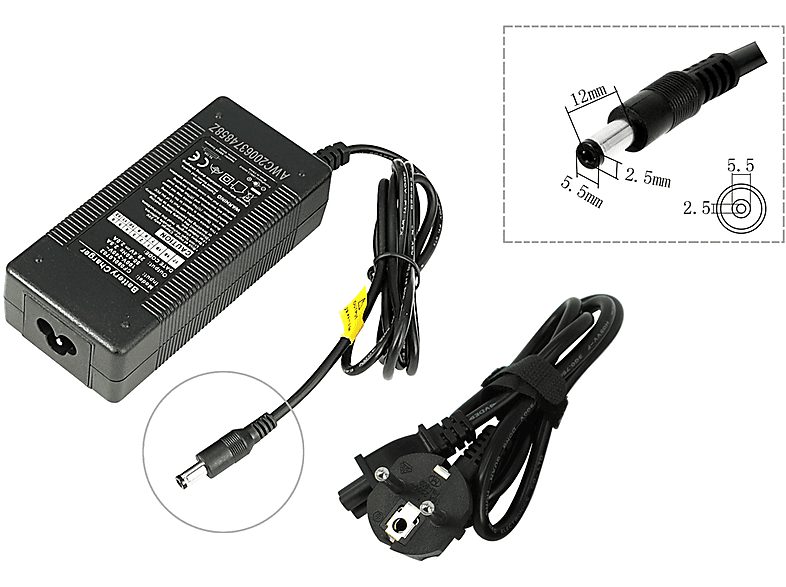 POWERSMART 2A 29,4 V Pedelec Netzteil für Cortina Ecomo M 8,7 Ah-219 Wh Akku, DC-Stecker (5,5 mm x 2,5 mm) E-Bike Ladegerät Universal, 24 Volt, Schwarz