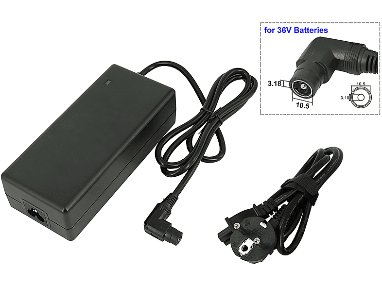 POWERSMART Phylion DC42,0V 2,0A (2polig) Wall E E-Bike Ladegerät Universal, 36 Volt, Schwarz | Akku