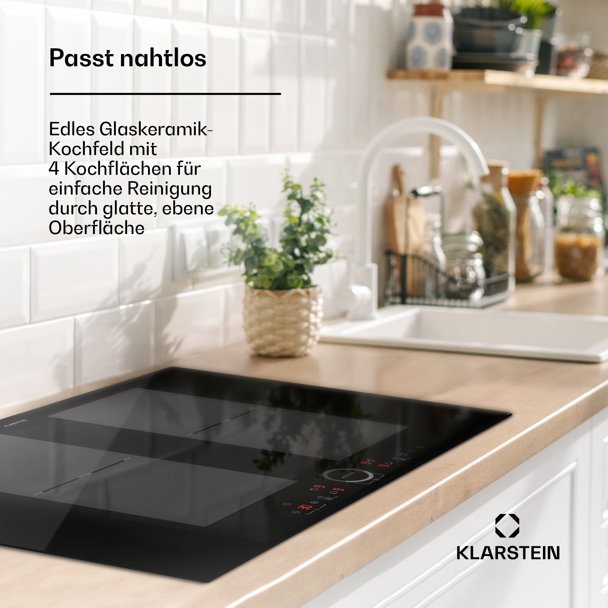 Placa de inducción KLARSTEIN Delicatessa 77 Flex, zonas, 77 cm, Negro