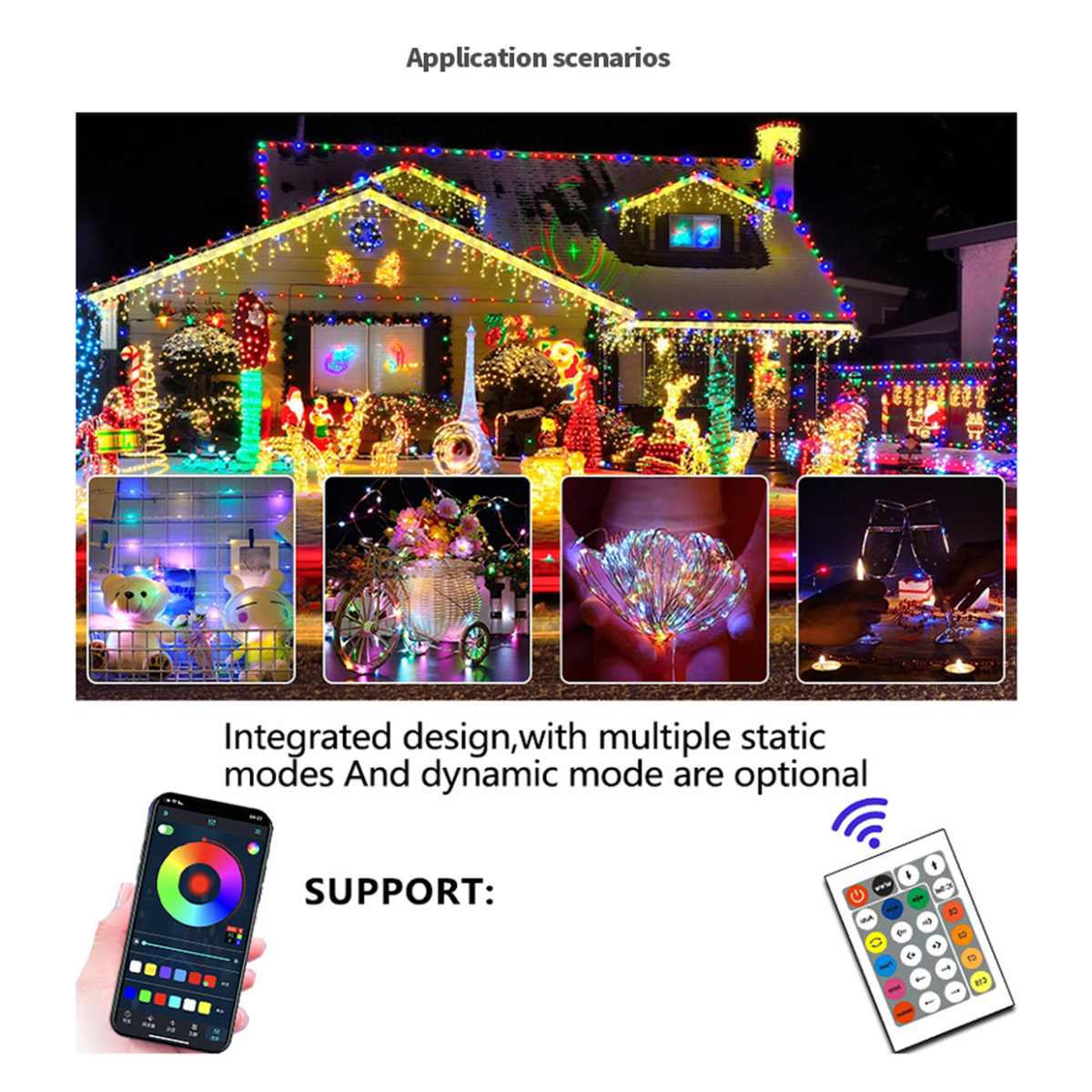 weihnachtliches Lichtstreifen-USB: Stripes, Sprachaktivierter Atmosphärenlicht white UWOT Bluetooth&APP-Steuerung, 10M LED