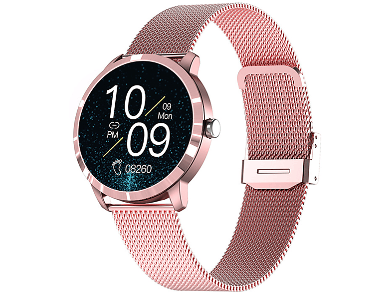 BRIGHTAKE Blutdrucküberwachung rostfreie & Rosa Herzfrequenzmessung Smartwatch mit Smartwatch Stähle,