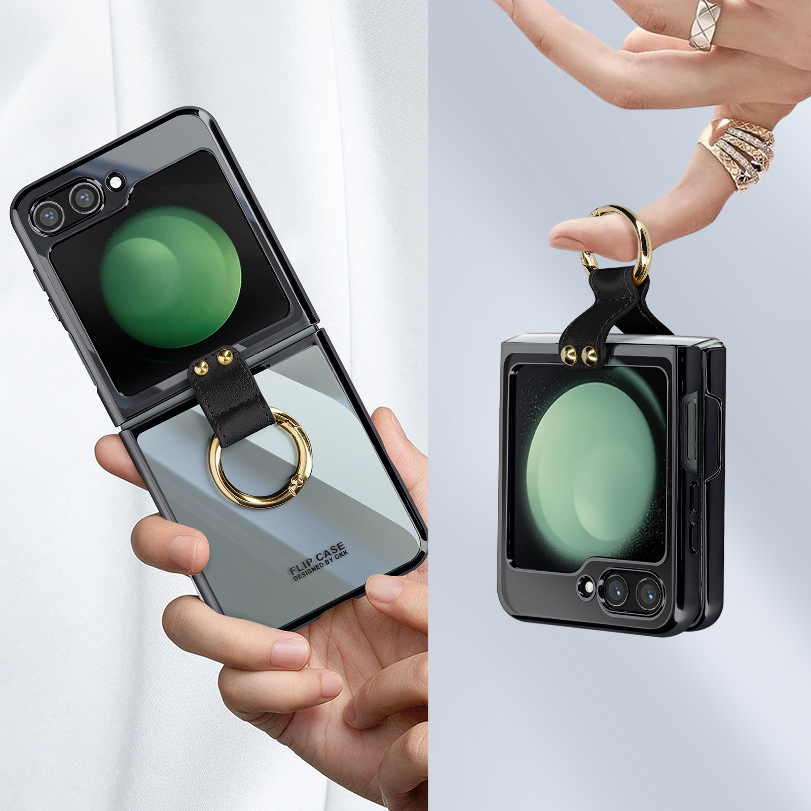 AVIZAR Ring Case Series, Backcover, Galaxy Samsung, 5, Z Schwarz-Transparent Flip
