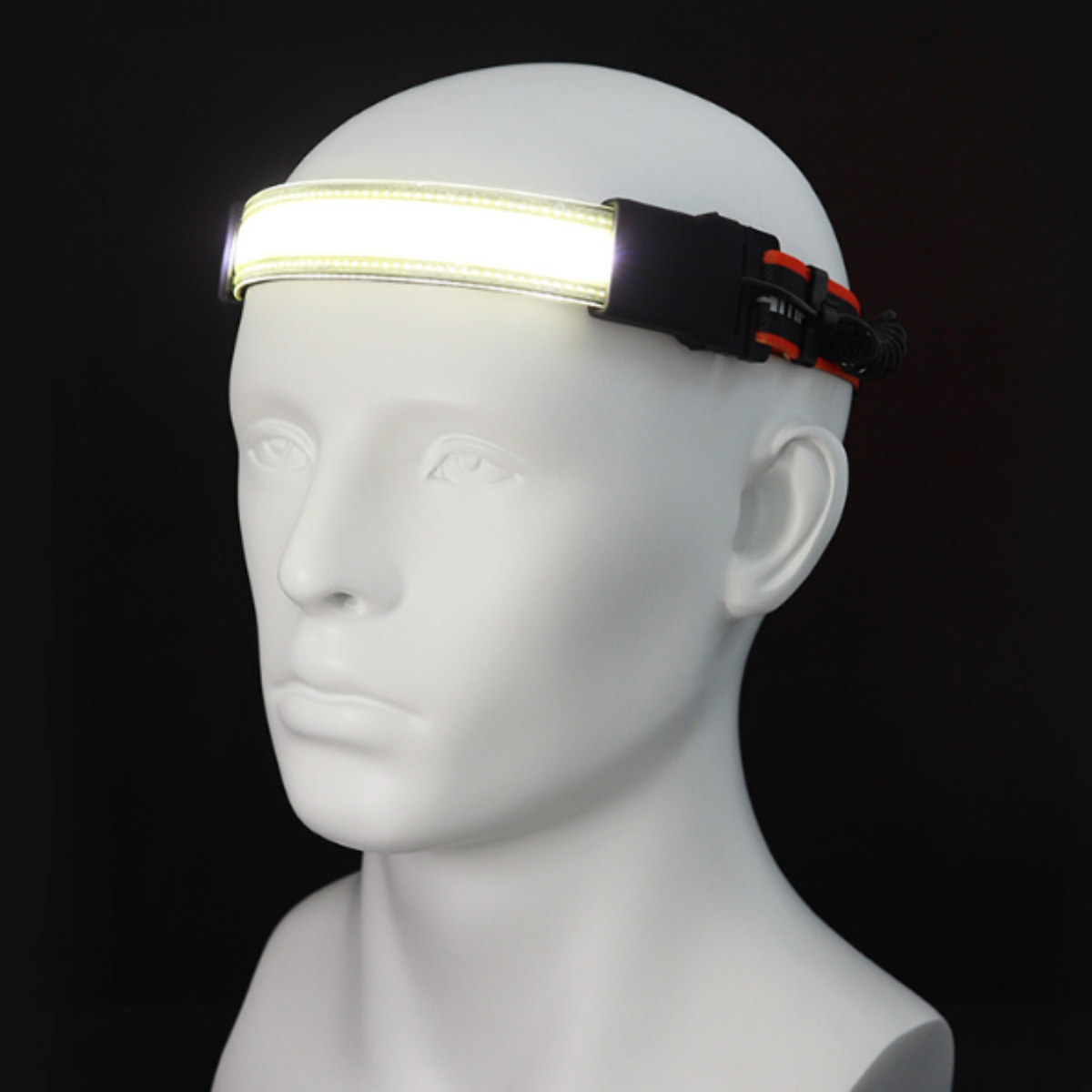 LACAMAX Flutlicht-Stirnlampe mit Weiß Lichtquelle Intensität, verstellbares hoher Lichtband-Stirnlampe Gummiband doppelte 