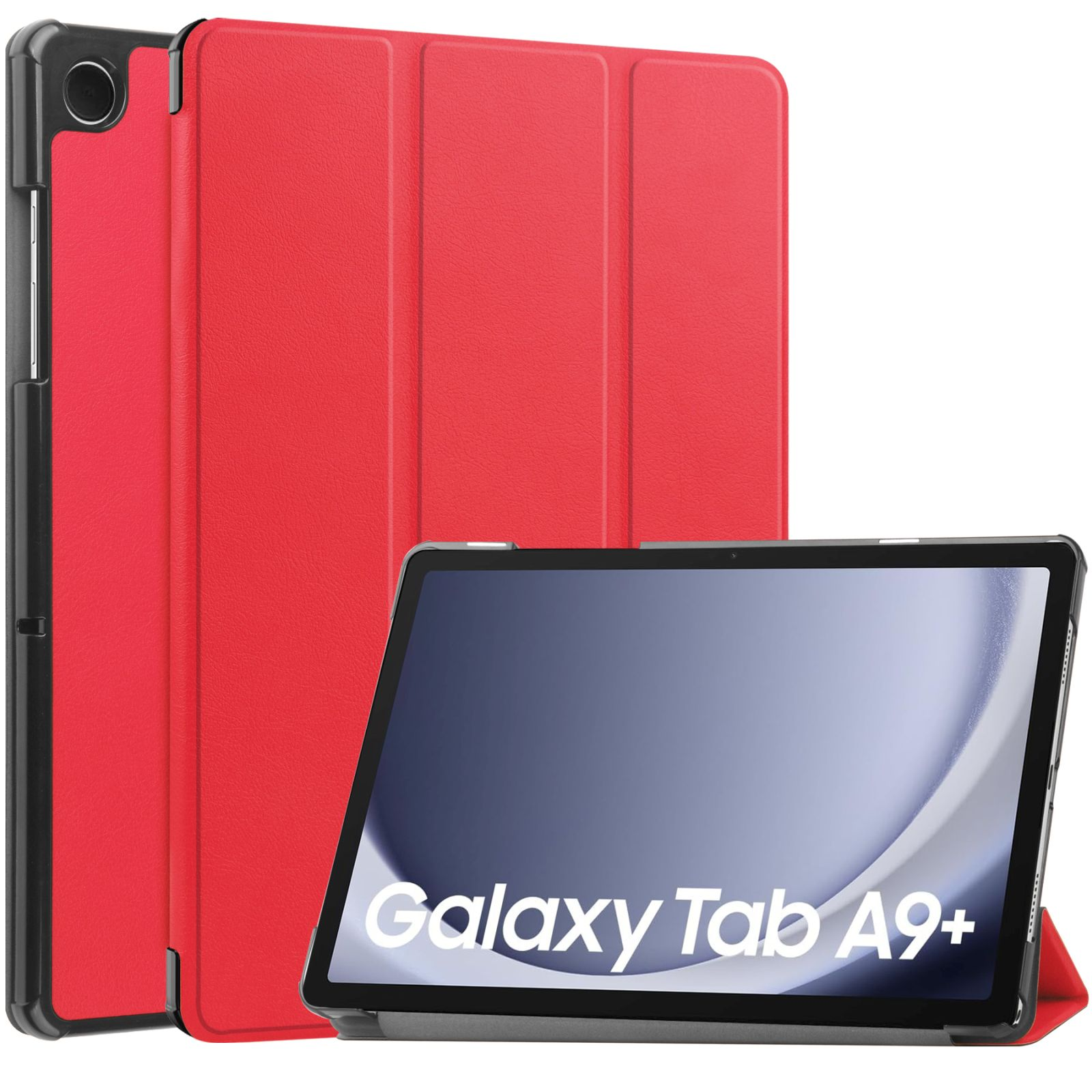 Zoll Plus Schutzhülle Hülle für Samsung A9+ 11 2023 SM-X210/X216/X218 Kunstleder, Tab Bookcover LOBWERK Rot