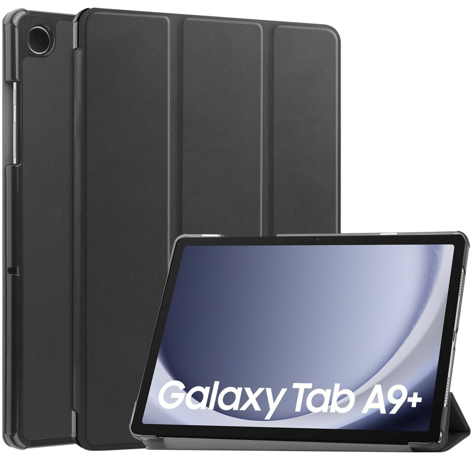 Zoll SM-X210/X216/X218 Bookcover Hülle für Kunstleder, Tab Plus 11 LOBWERK Schutzhülle Schwarz 2023 Samsung A9+