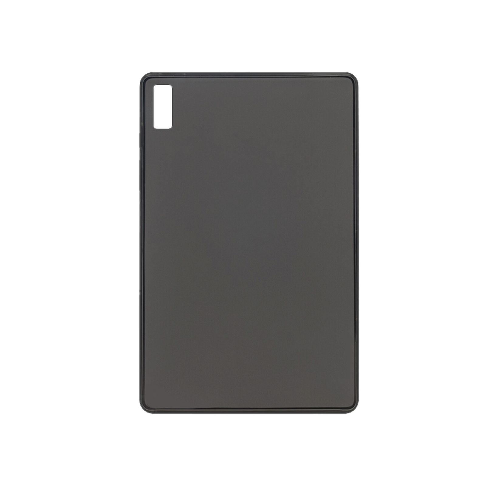 Eine schwarze Tablet-Hülle, einfarbig, mit einem Kameraausschnitt.
