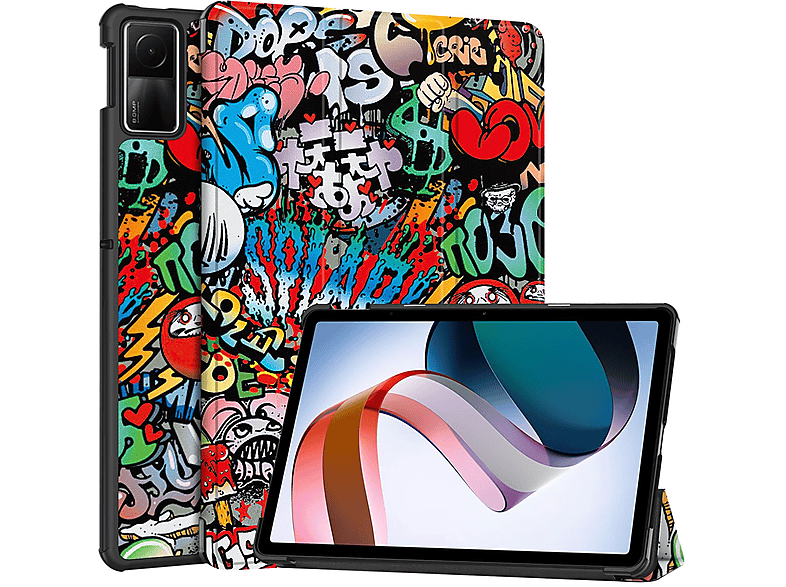 LOBWERK Hülle Schutzhülle Bookcover für Xiaomi Redmi Pad SE 2023 11 Zoll Kunstleder, Mehrfarbig
