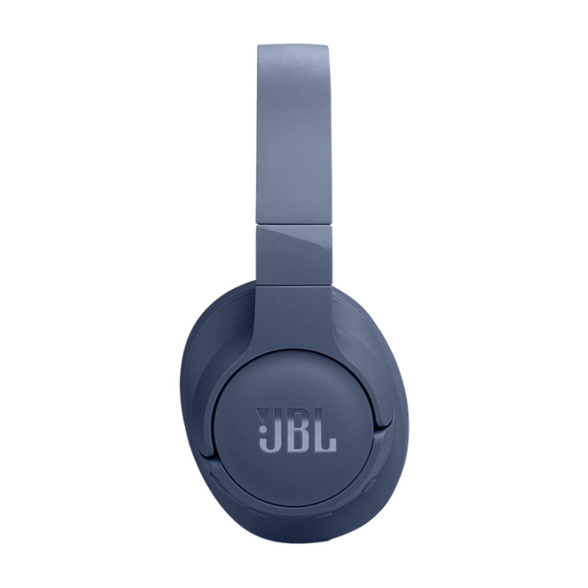 Auriculares JBL azules sobre fondo negro, el logotipo de JBL es visible.