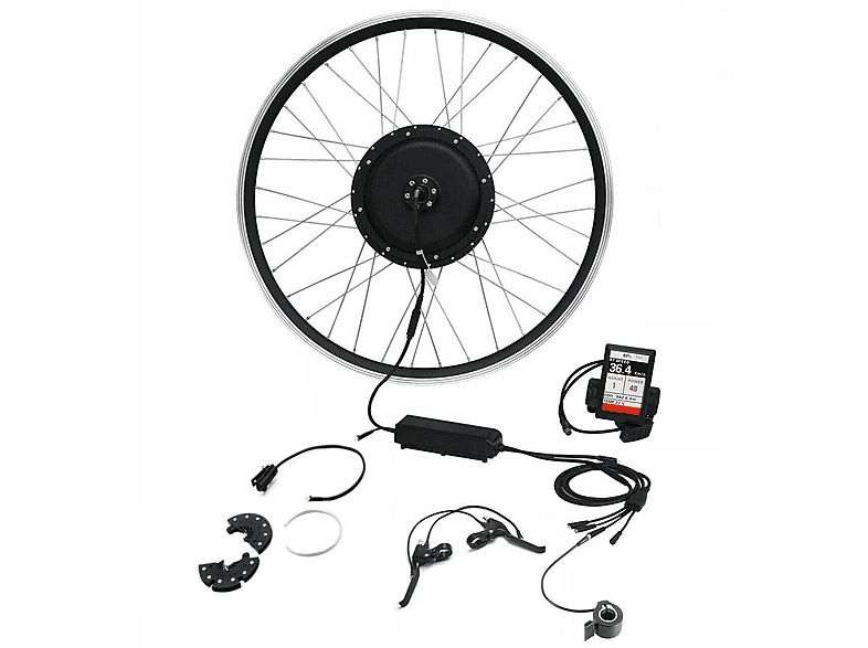 TZIPower E-Bike Umbausatz 36V - 48V, 350-1000 Watt mit Farbdisplay (Laufradgröße: 28 Zoll, Erwachsene-Rad, schwarz/silber)