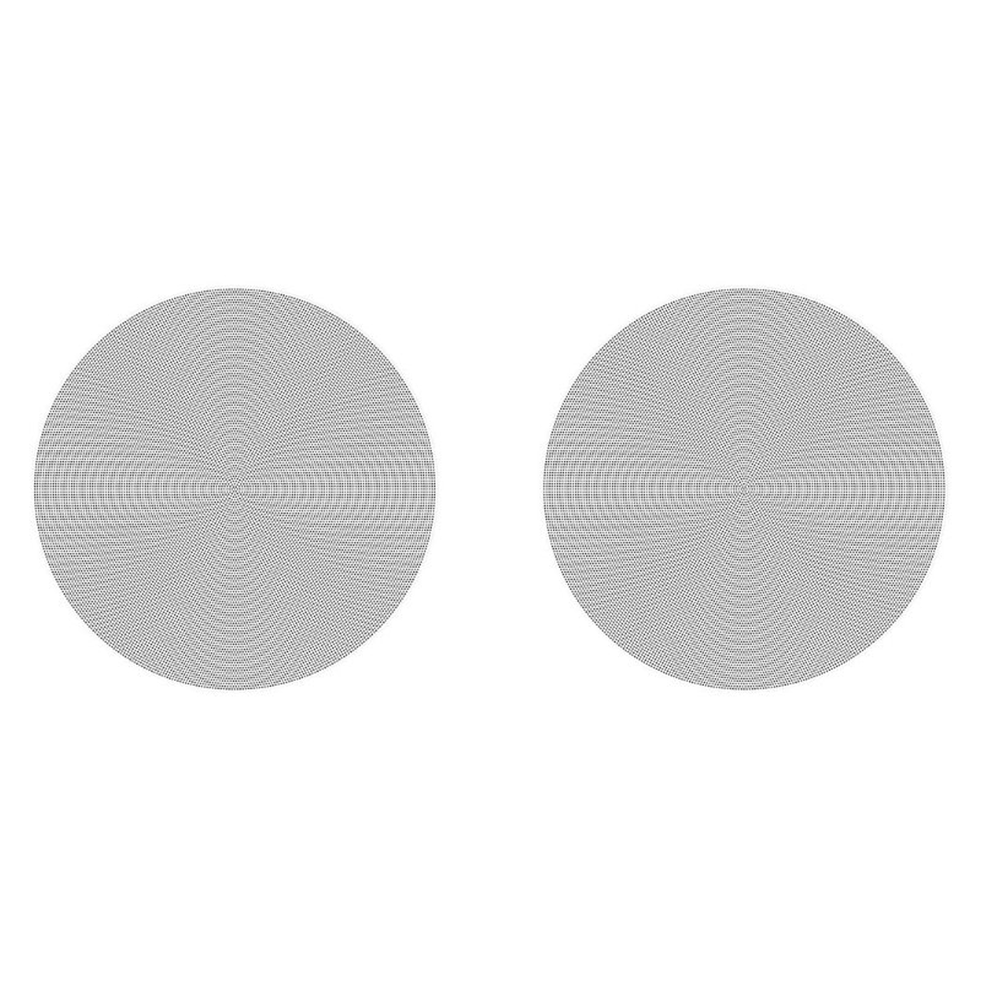 Dos altavoces de techo circulares, que muestran las rejillas de los altavoces.