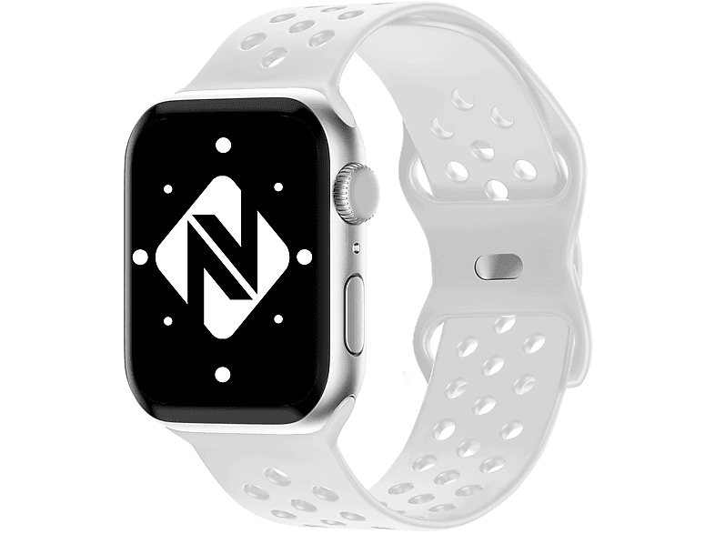 NALIA Smartwatch Armband Loch-Optik, Ersatzarmband, Apple, Apple Watch 42mm/44mm/45mm/49mm, Weiß