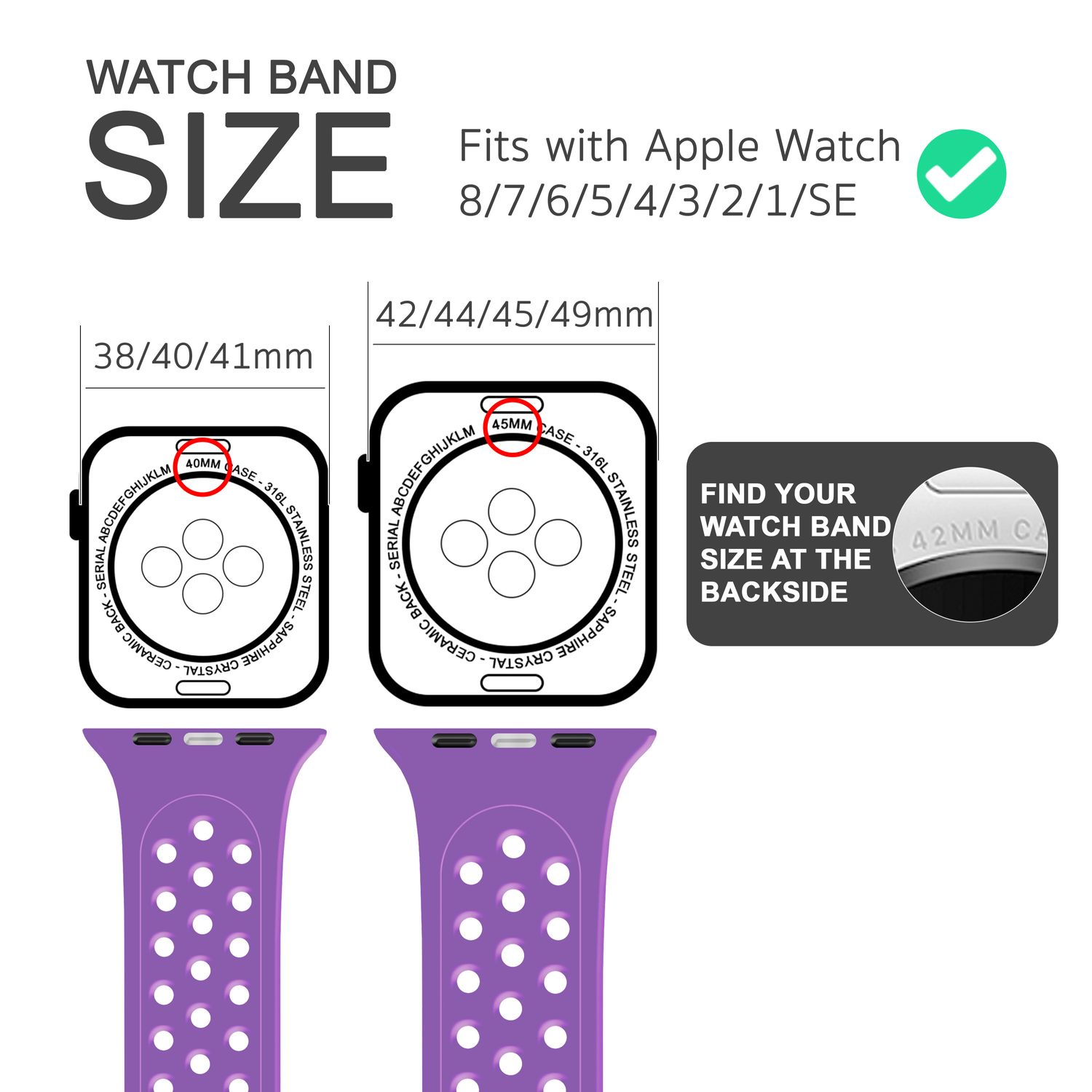 NALIA Smartwatch Armband Loch-Optik, Watch Apple Ersatzarmband, Lila Apple, 38mm/40mm/41mm