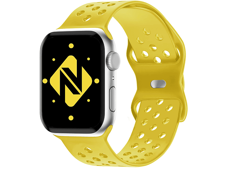 NALIA Smartwatch Armband Loch-Optik, Ersatzarmband, Apple, Apple Watch 38mm/40mm/41mm, Gelb