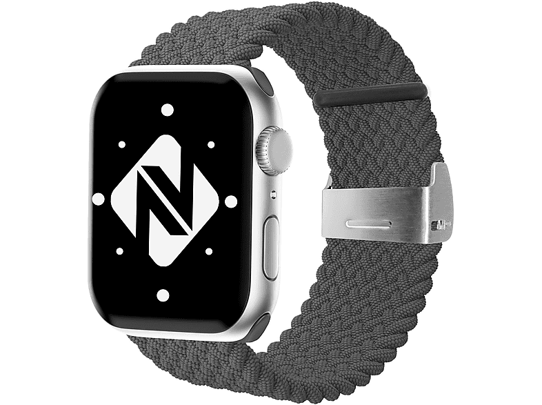 NALIA Geflochtenes Smart-Watch Armband, Ersatzarmband, Apple, Apple Watch 38mm/40mm/41mm, Grau