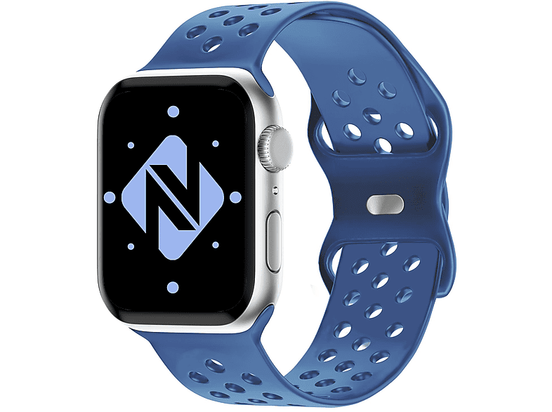 NALIA Smartwatch Armband Loch-Optik, Ersatzarmband, Apple, Apple Watch 42mm/44mm/45mm/49mm, Blau