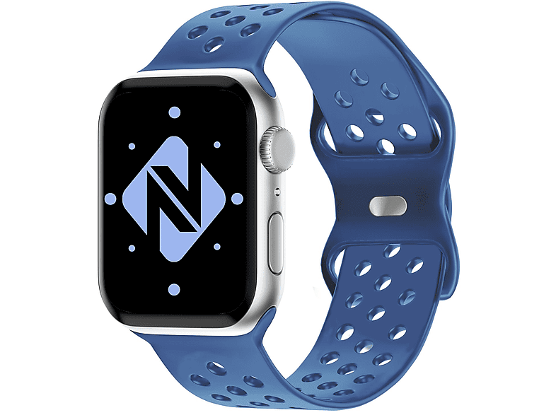 NALIA Smartwatch Armband Loch-Optik, Apple, Blau Apple Watch Ersatzarmband, 38mm/40mm/41mm