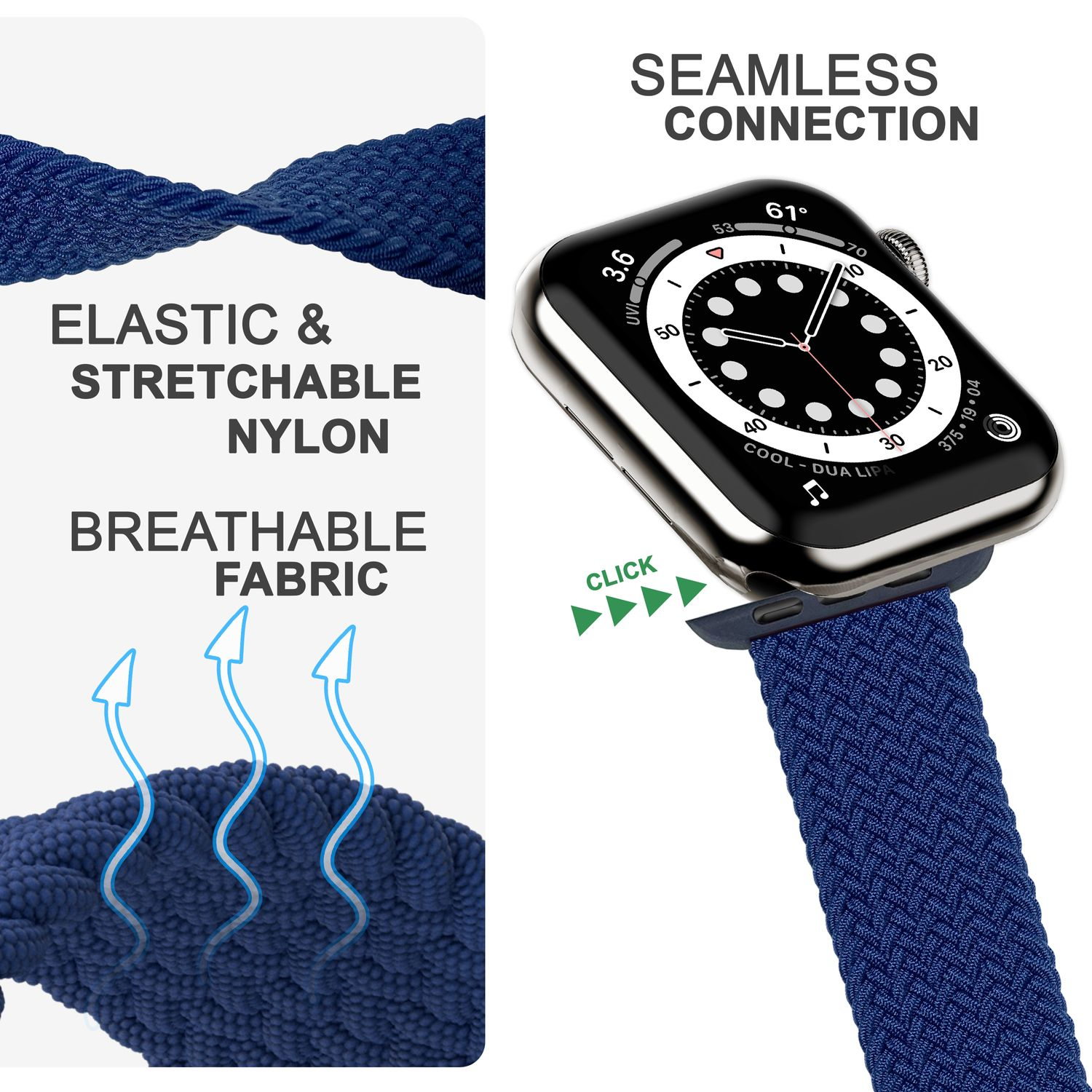 Ersatzarmband, Geflochtenes Apple 38mm/40mm/41mm, Smart-Watch Armband, Apple, Watch Blau NALIA