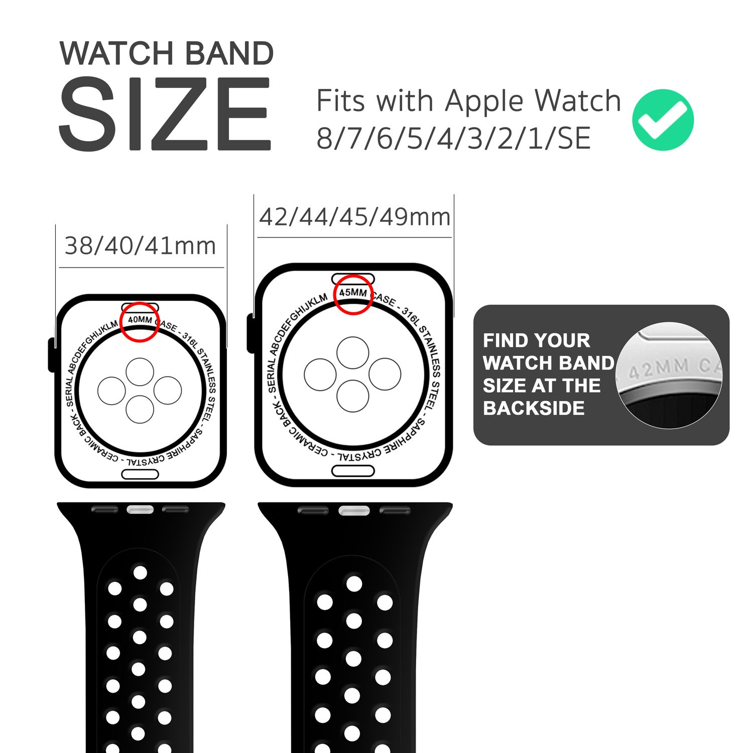 Infografik mit Informationen zur Armbandgröße, zeigt Größen und wie man die Armbandgröße misst.