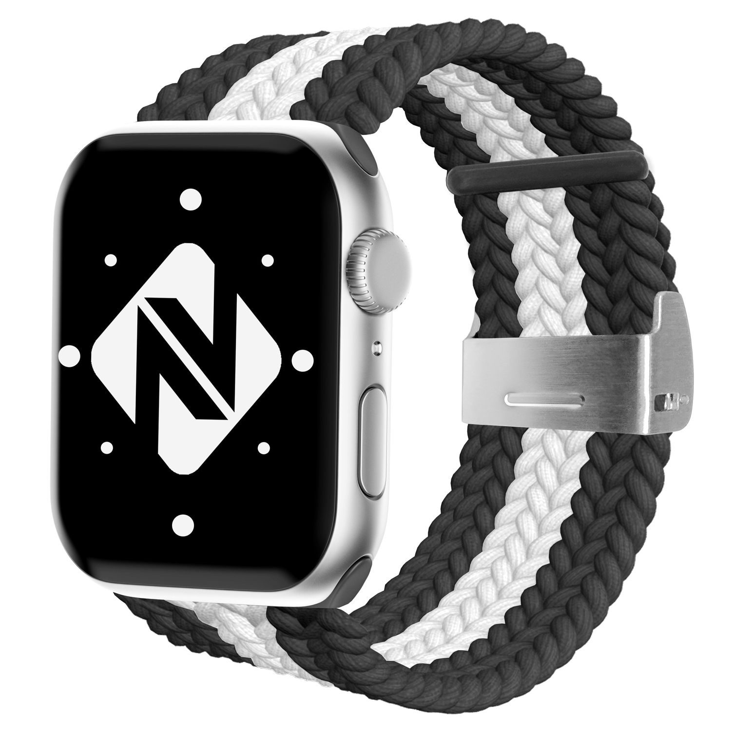 NALIA Schwarz Smart-Watch Geflochtenes Ersatzarmband, Apple, 42mm/44mm/45mm/49mm, Apple Armband, Watch Weiß
