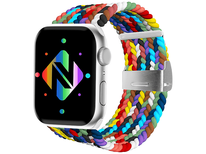 NALIA Geflochtenes Smart-Watch Armband, Ersatzarmband, Apple, Apple Watch 42mm/44mm/45mm/49mm, Mehrfarbig