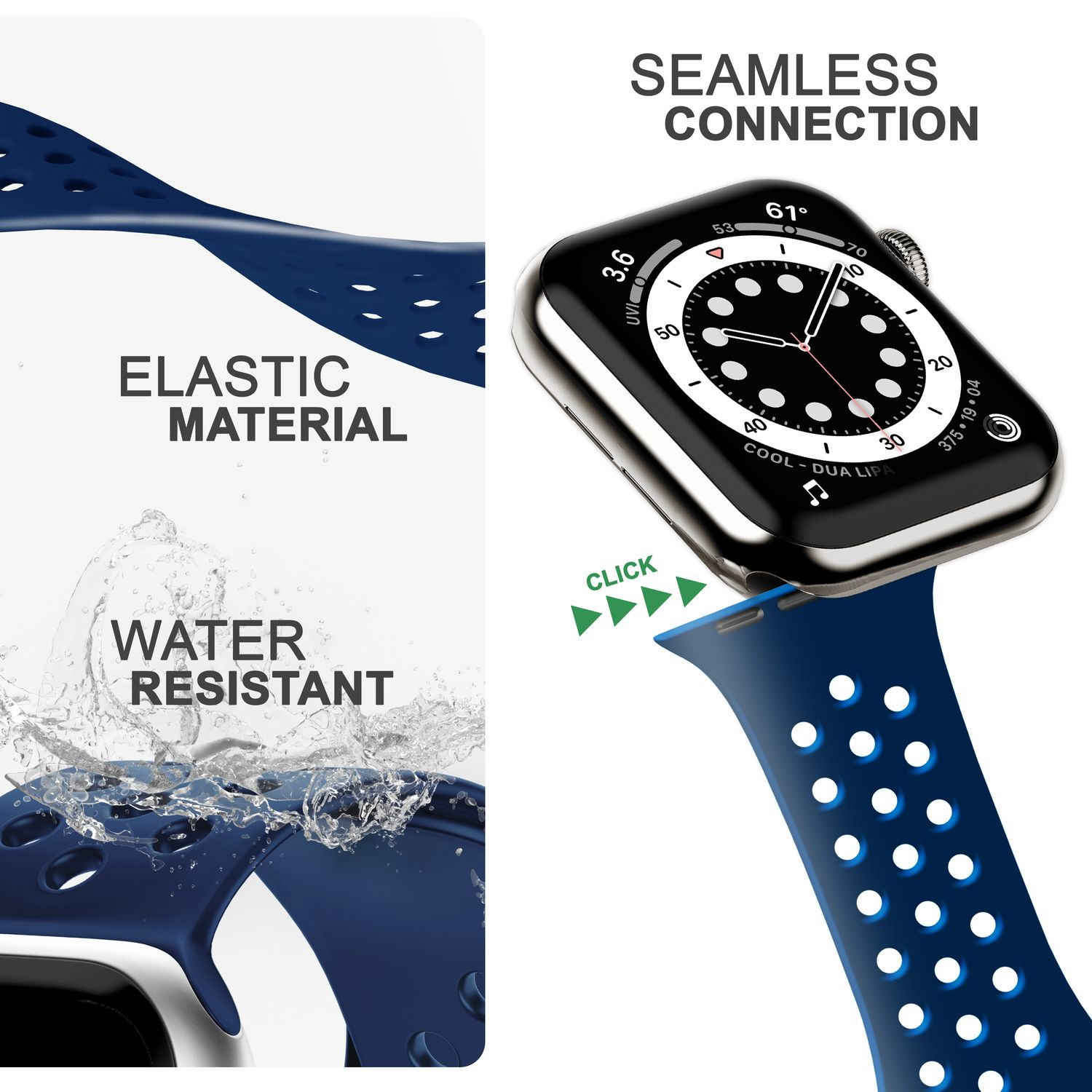 Ersatzarmband, Loch-Optik, 38mm/40mm/41mm, Watch Apple, Dunkelblau NALIA Apple Smartwatch Armband